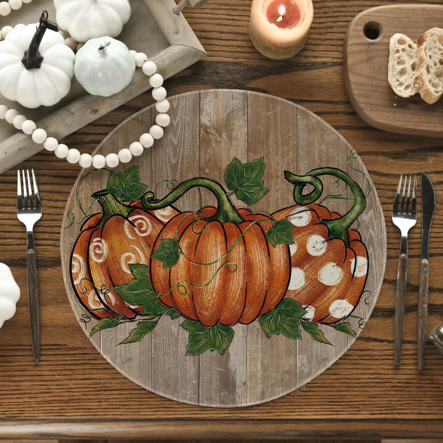 Artoid Mode Herbst Kürbisse Platzsets 4er Set 37cm Braun