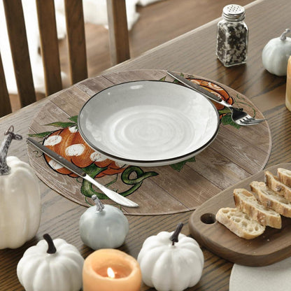 Herbstliches 4er Set Platzsets Tischdekoration 37cm Rund Braun