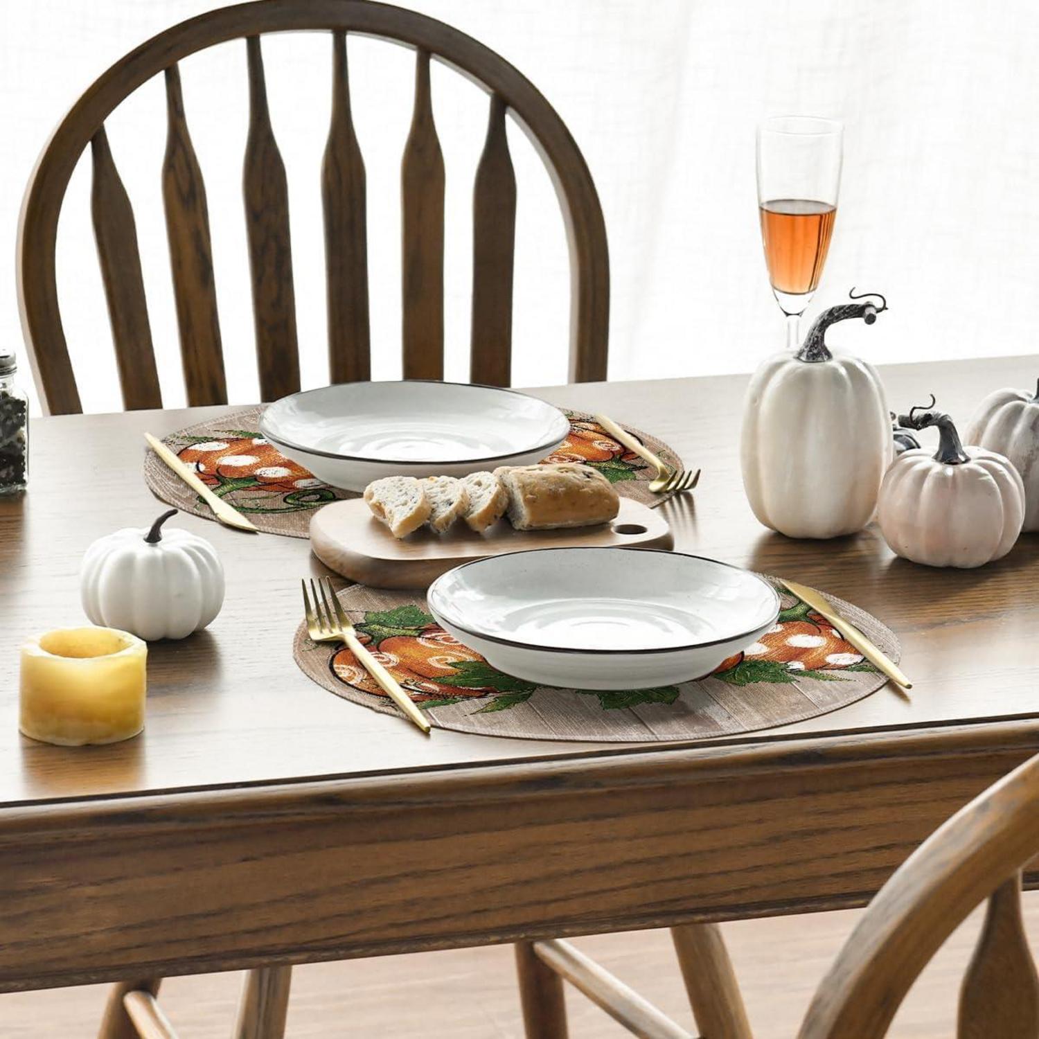 Artoid Mode Planken DREI Kürbisse Herbst Tischsets 4er Set 37cm Braun