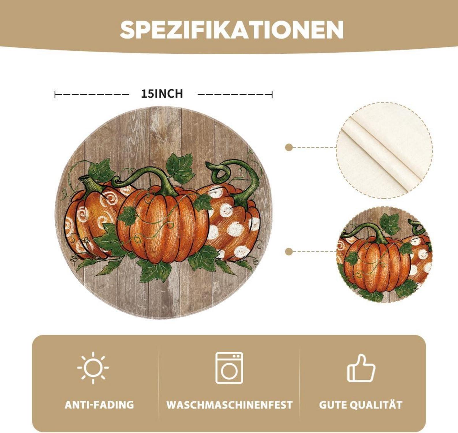 Herbst Kürbisse Platzsets 4er Set 37cm Tisch Dekoration Party Drinnen