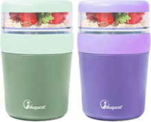 Müslibecher to Go 2er Set 500ml+150ml Lila Grün