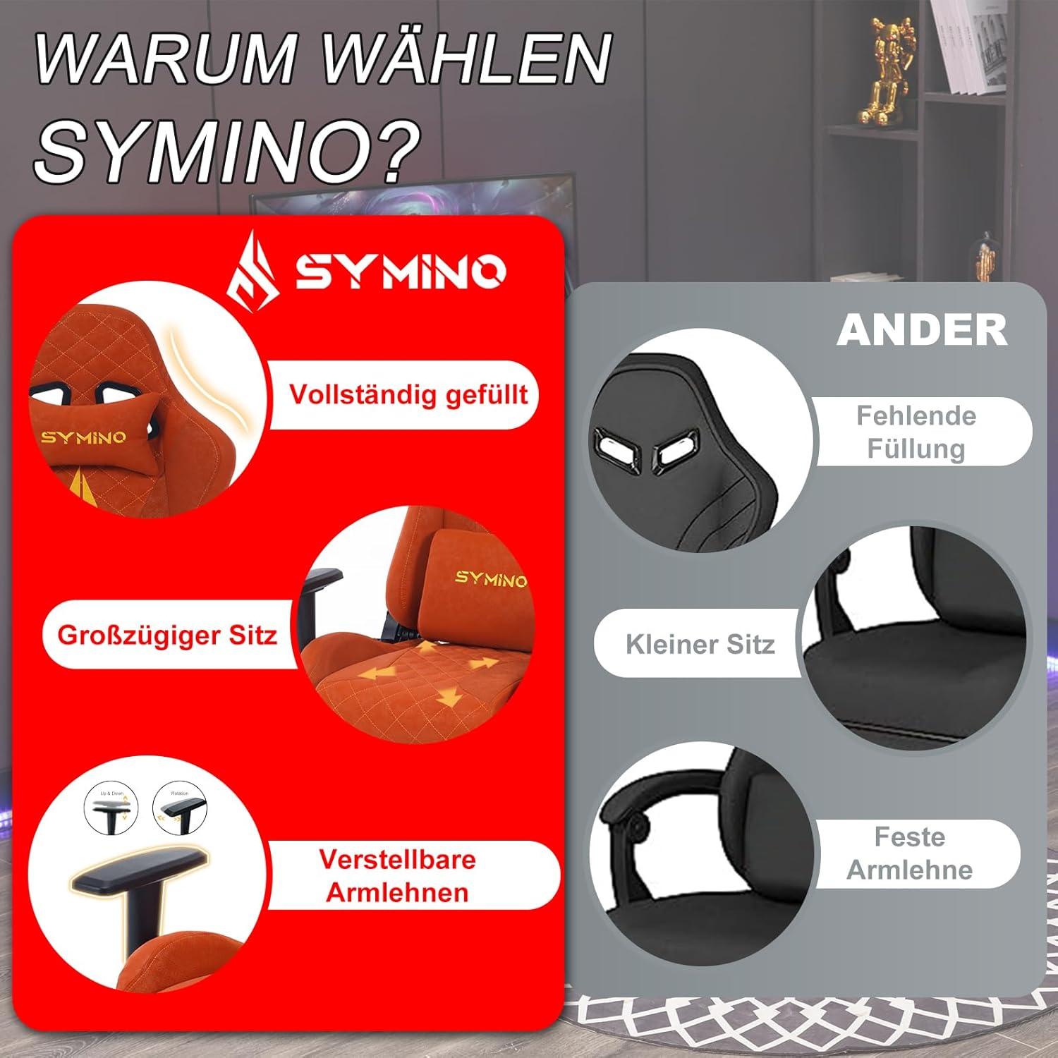 Symino Gaming Stuhl Vintage-PU-Leder Orange Bürostuhl