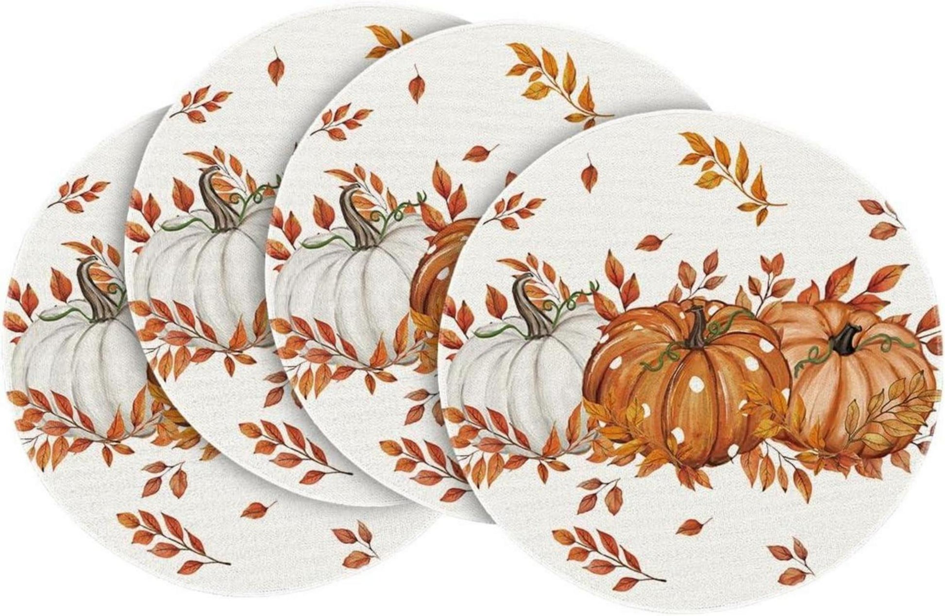Artoid Mode Herbst Blätter Orange Kürbisse Platzsets 4er Set