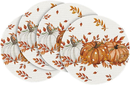 Artoid Mode Herbst Blätter Orange Kürbisse Platzsets 4er Set