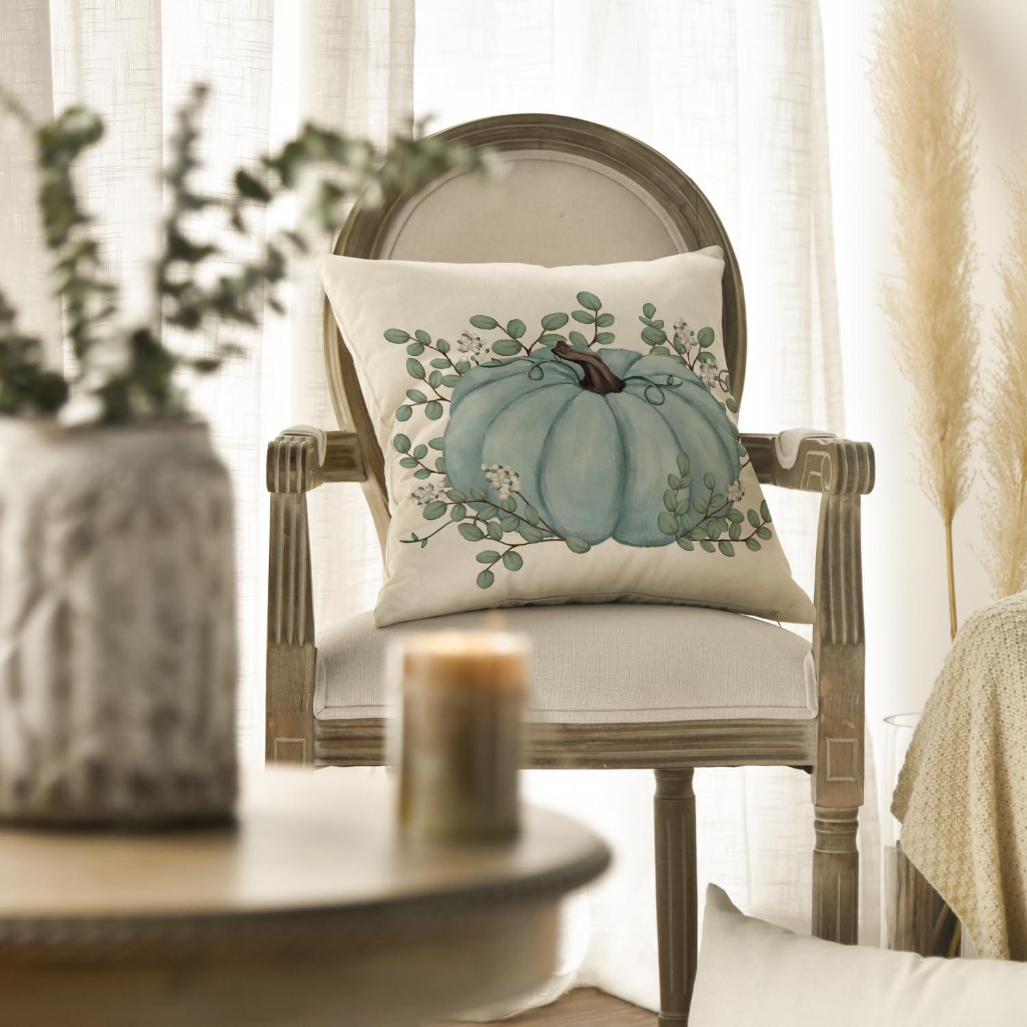 Herbst Kissenbezüge Set Blau 45x45cm Deko Cushion Cover