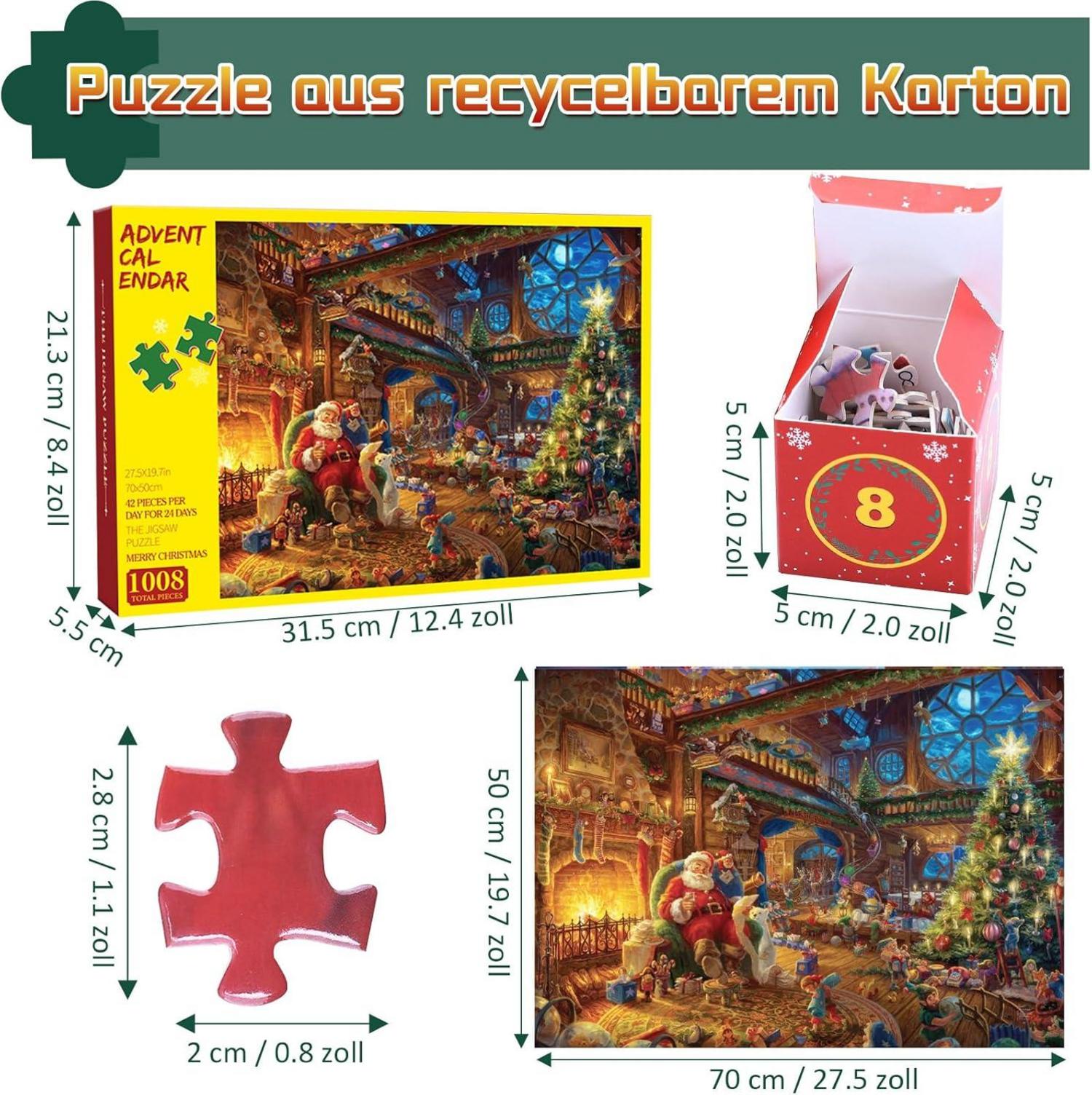 Adventskalender Puzzle 1008 Teile Weihnachten Countdown 24 Boxen