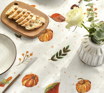 Herbst Tischdecke Kürbisse Pilze Vogelhaus 120x120 cm Orange deco