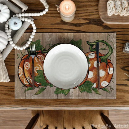 Artoid Mode Herbst Kürbisse Platzsets 6er Set 30x45cm Braun