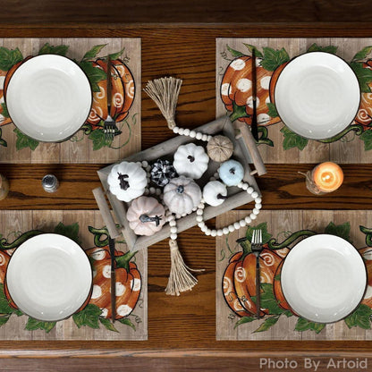 Artoid Herbst Platzsets Kürbisse Tischsets Set 6er, 30x45cm