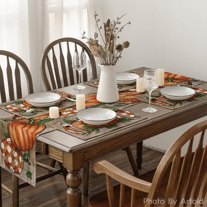 Herbst Kürbisse Platzsets 6er Set 30x45cm Deko Tischsets Braun