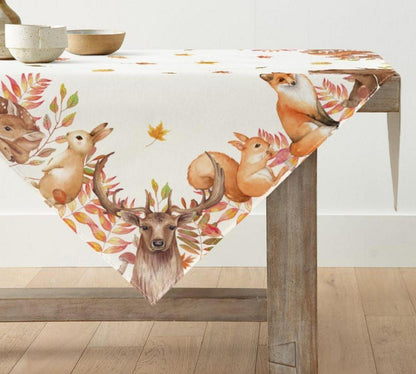 Artoid Herbst Tischdecke Bäume Vögel Hirsch 100x100 cm