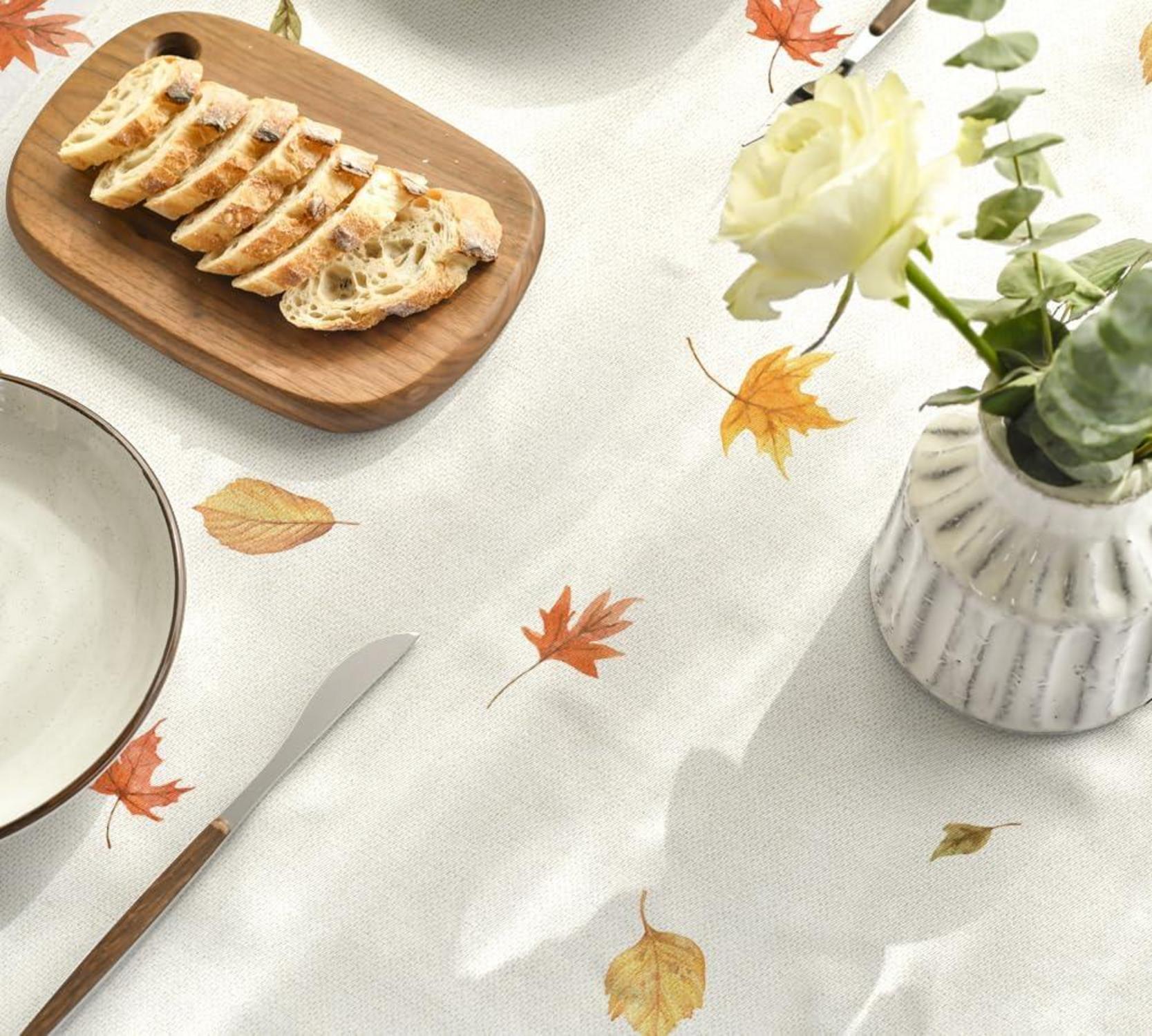 Herbst Tischdecke Hirsch Vögel 100x100 cm Polyester Beige