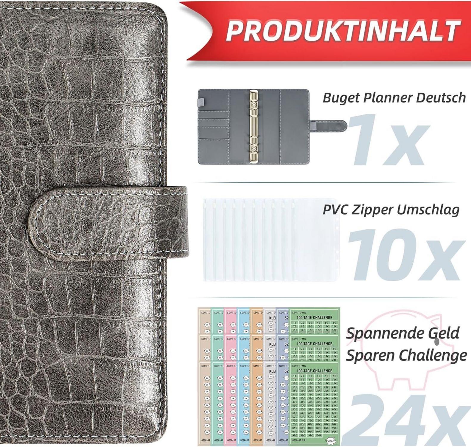 2024 Geld Sparen Challenge Buch mit 8 Spar Challenges für Budget Planner - Spar Challenge Haushaltsbuch A6
