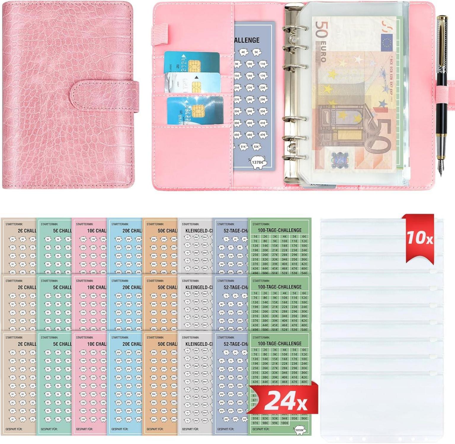 Geld Sparen Challenge Buch mit 8 Spar Challenges - Budget Planner A6