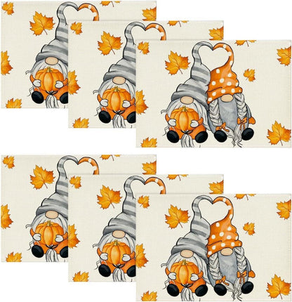 Herbstliche Platzsets 6er Set Tischsets Ahornblätter Kürbisse