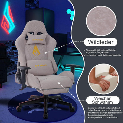 Ergonomischer Gaming Stuhl Vintage-PU-Leder Rosa mit Fußstütze