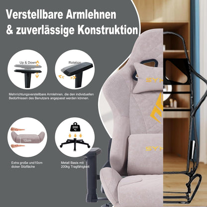 Gaming Stuhl Ergonomischer Bürostuhl Rennstuhl Vintage-PU-Leder Rose