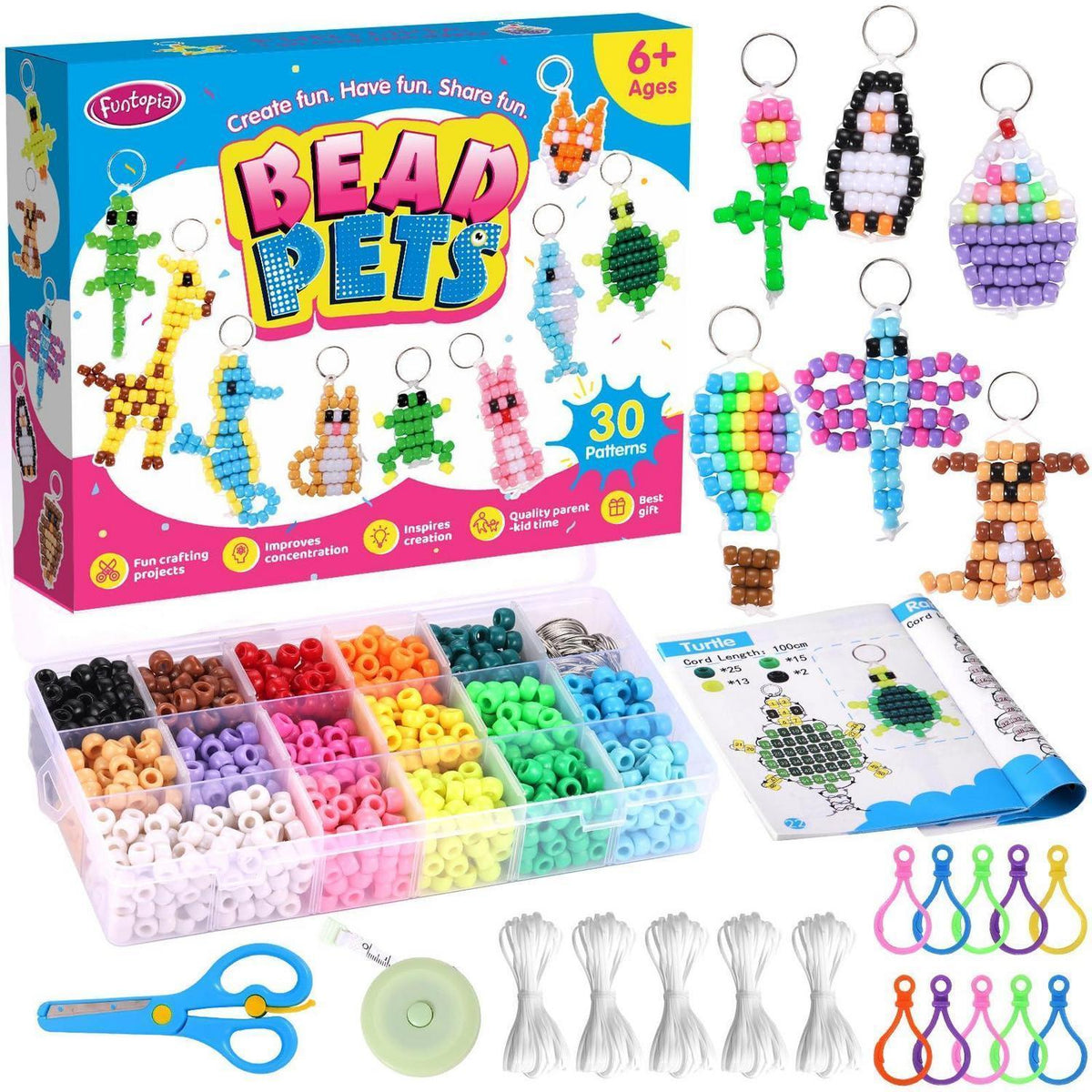 Bastelset Ponyperlen Tiere – 1500 Teile DIY Set für Kinder