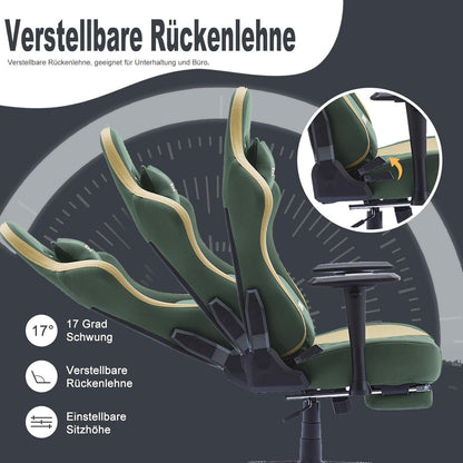 Ergonomischer Gaming Stuhl Vintage-PU-Leder Blau mit
