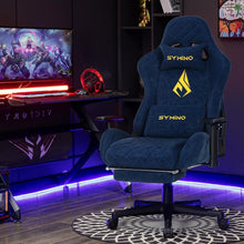 Ergonomischer Gaming Stuhl Vintage-PU-Leder Blau mit