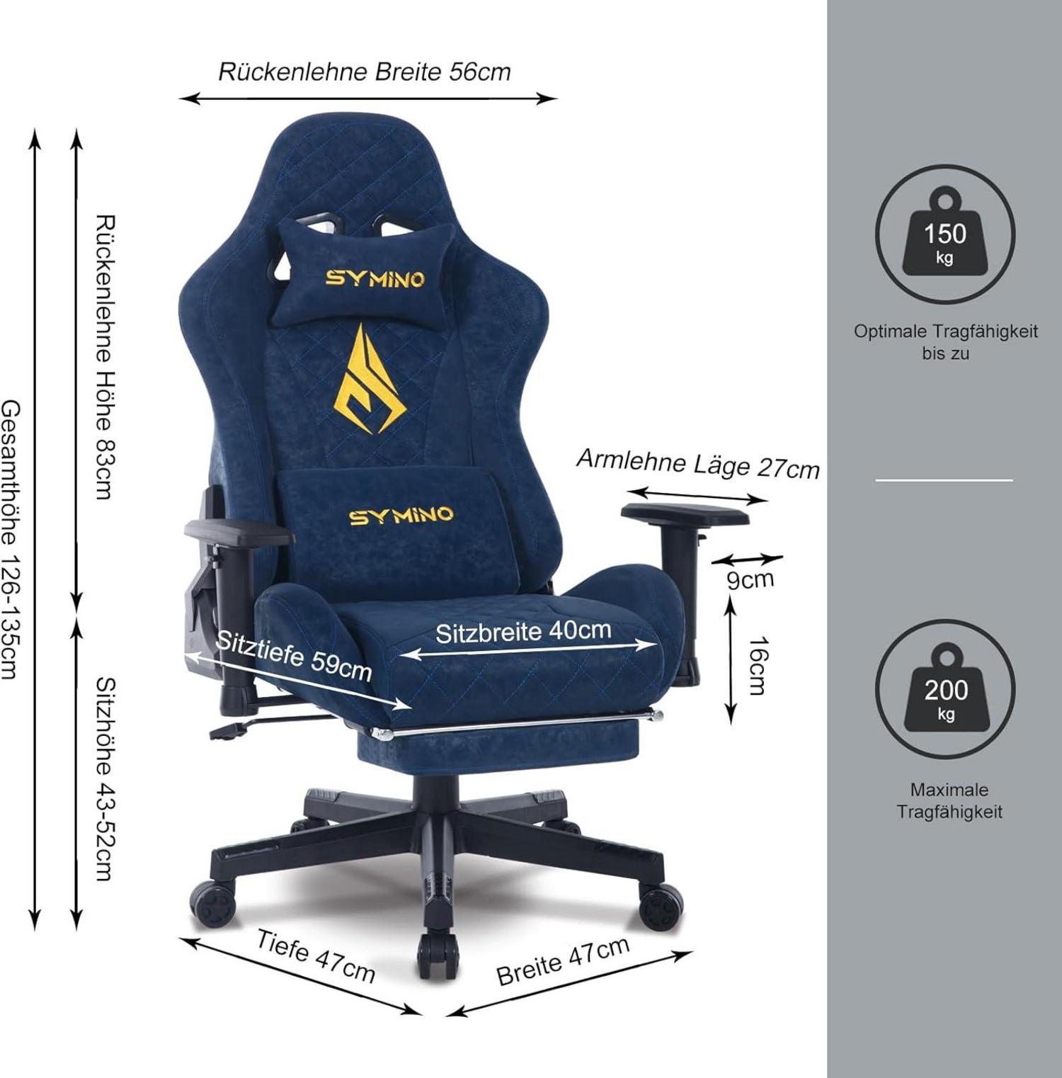 Ergonomischer Gaming Stuhl, Vintage-PU-Leder, Verstellbarer PC Stuhl