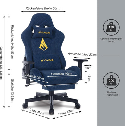 Ergonomischer Gaming Stuhl, Vintage-PU-Leder, Verstellbarer PC Stuhl