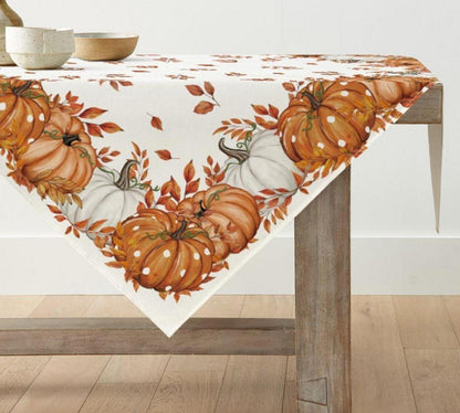 Artoid Herbst Tischdecke Blätter Eukalyptus Orange Kürbisse 100x100 cm