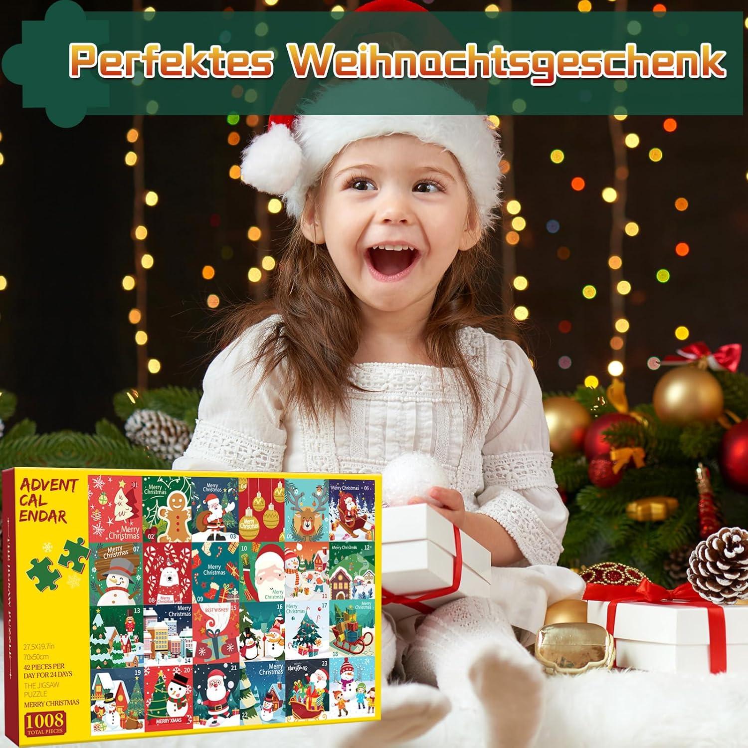 Adventskalender 2024 Puzzle Weihnachtspuzzle 1008 Teile 24 Boxen