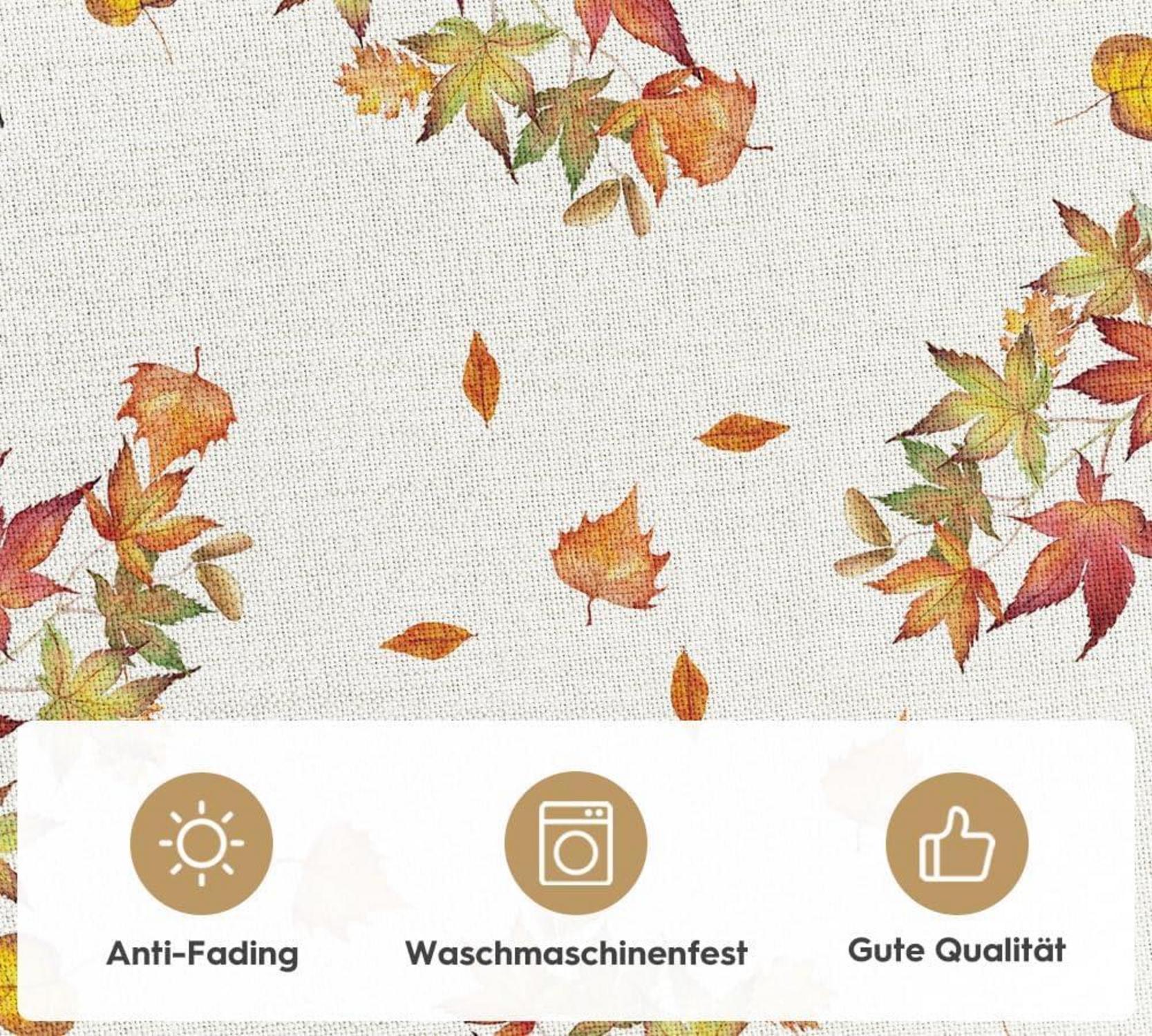 Herbst Tischdecke 100x100cm Kürbisse Ahornblätter Sonnenblumen Orange