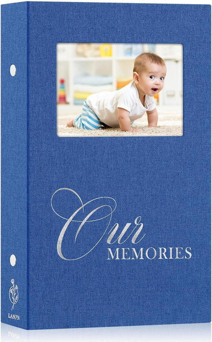 Hochwertiges 300 Taschen Fotoalbum mit Leinen-Einband - Blau
