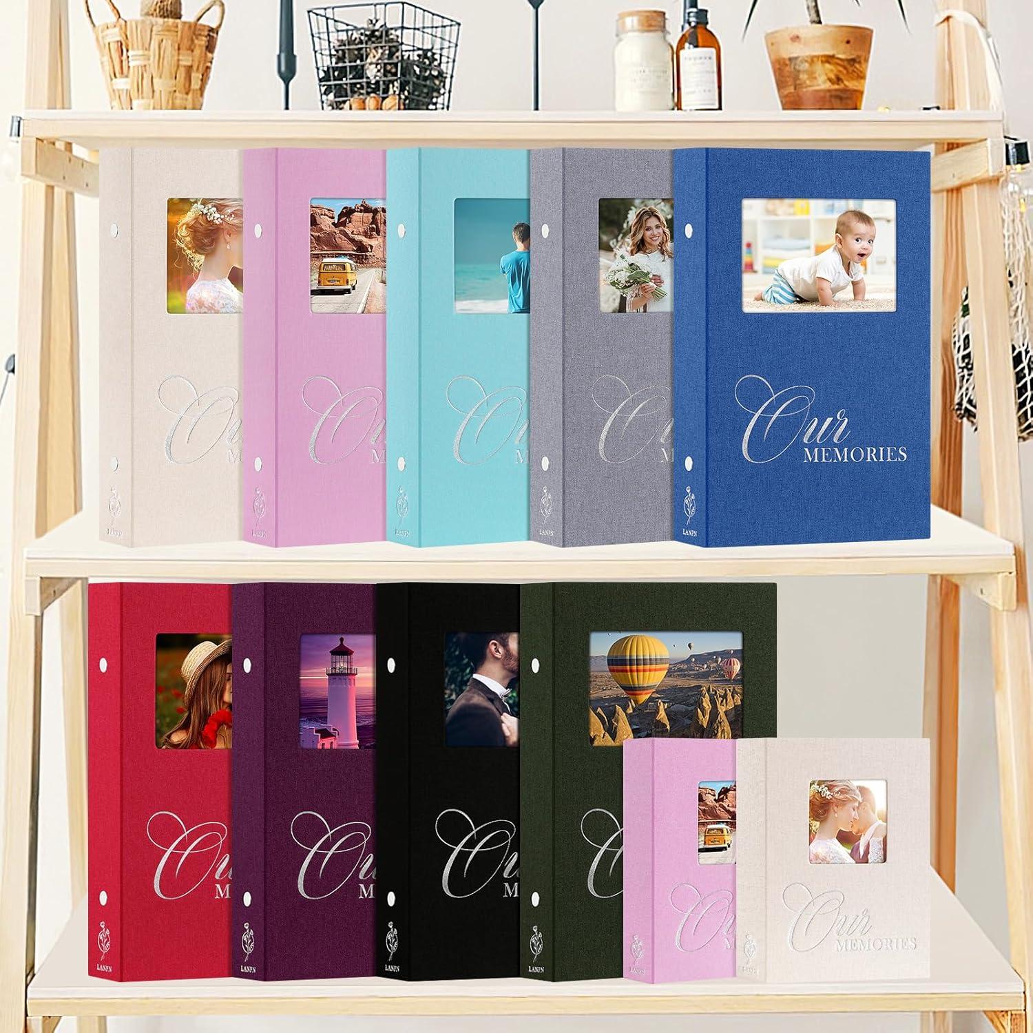 Fotoalbum 10x15cm 300 Taschen Leinen Einsteckalbum Blau Fensterdesign