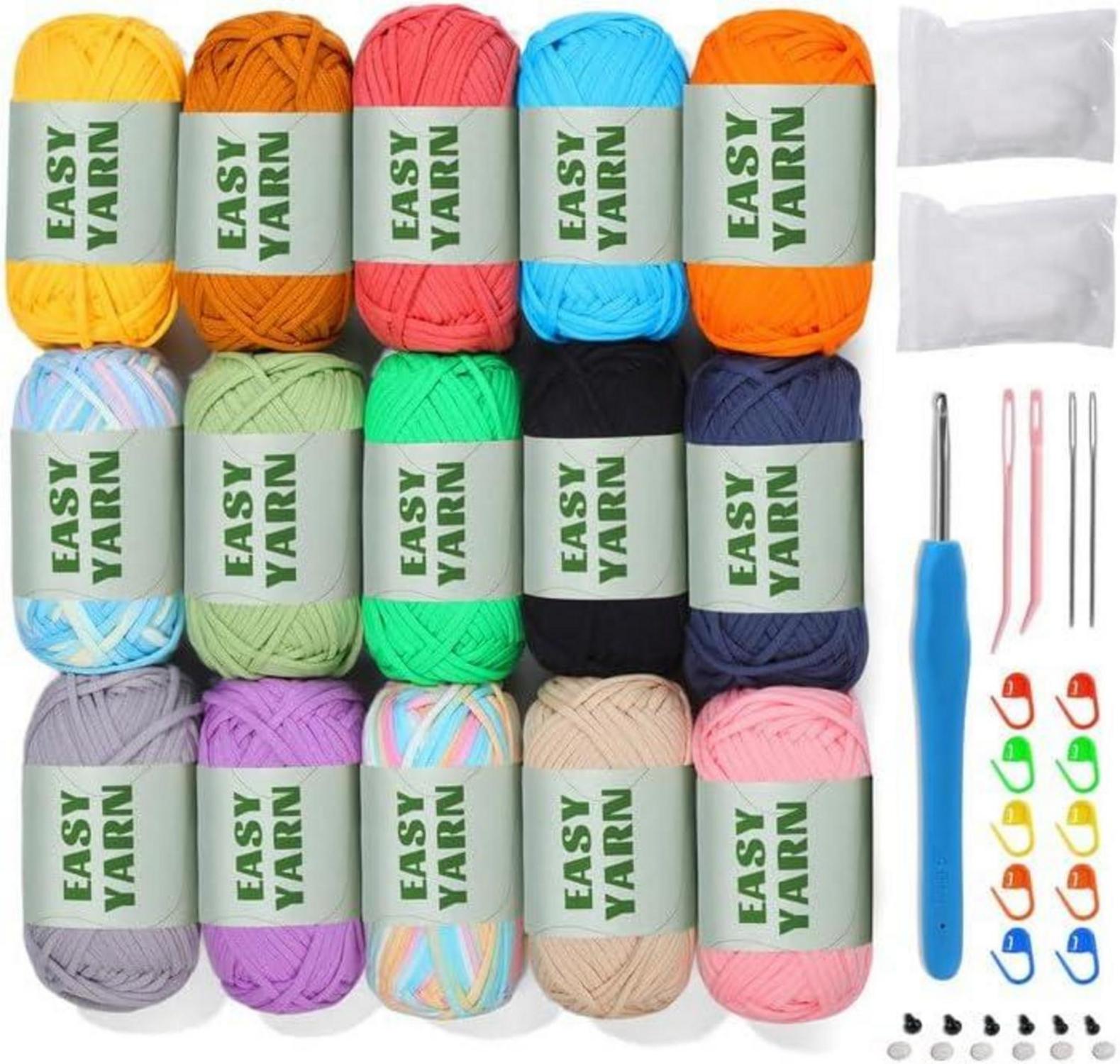 15er Set Easy Garn für Anfänger: Dickes Häkelgarn in 15 Farben