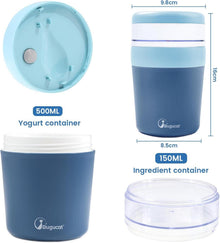 Bugucat Müslibecher to Go 650ml mit Stoffbezug und Löffel