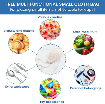 Müslibecher to Go 650ml mit Stoffbezug - Joghurtbecher, Lunchpot Blau