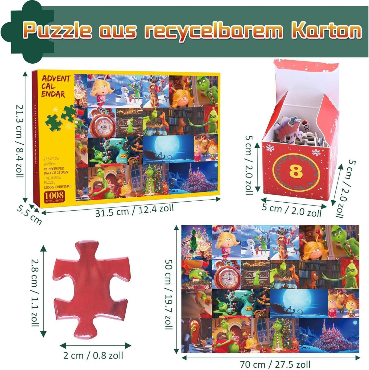 Adventskalender Puzzle 1008 Teile Weihnachtspuzzle 24 Tage Countdown