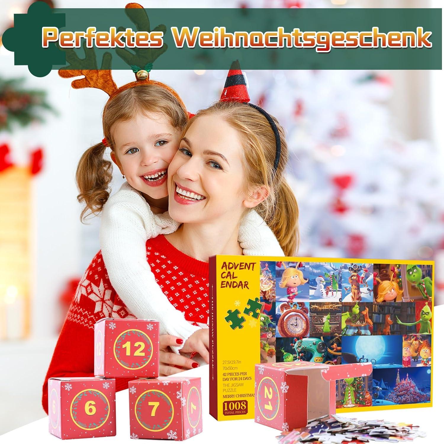 Adventskalender Puzzle 2024 Weihnachtspuzzle 1008 Teile 24 Tage