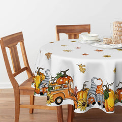 Herbst Tischdecke Rund 120 cm Gelb Polyester Fleckschutz