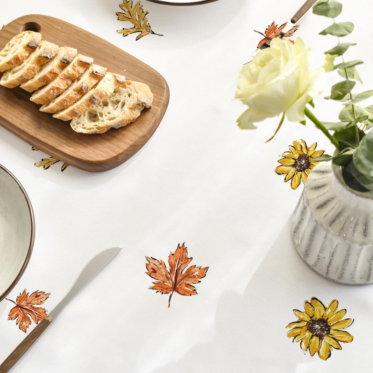 Herbst Tischdecke Rund 120 cm Gelb Polyester Fleckschutz Wohnkultur