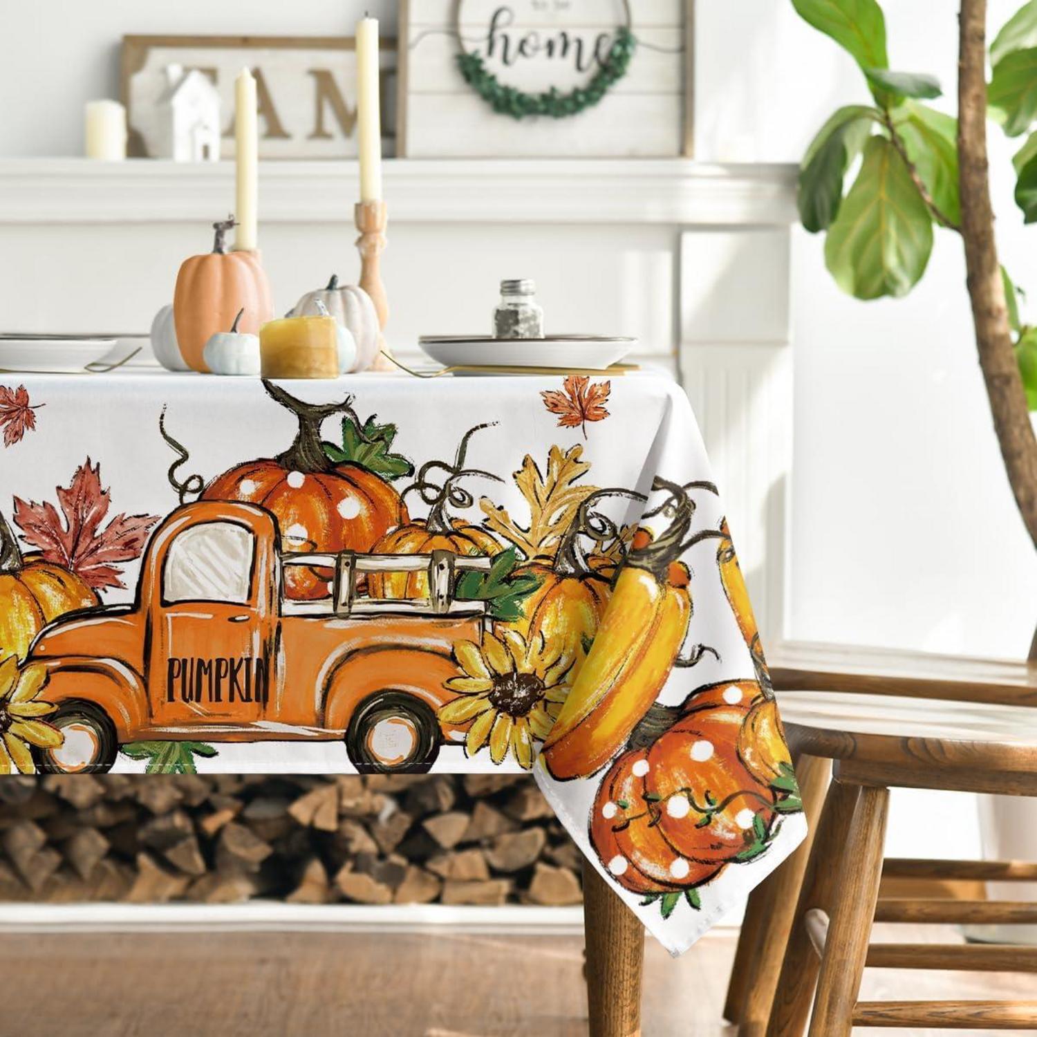 Artoid Herbst Tischdecke Kürbisse Blätter Lastkraftwagen GNOME 140x200