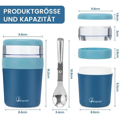 Bugucat Müslibecher to Go 650ml Lunchpot Joghurt Salat