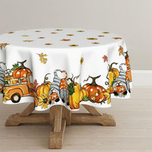Artoid Herbst Tischdecke Rund 140 cm Gelb Blätter Kürbisse GNOME