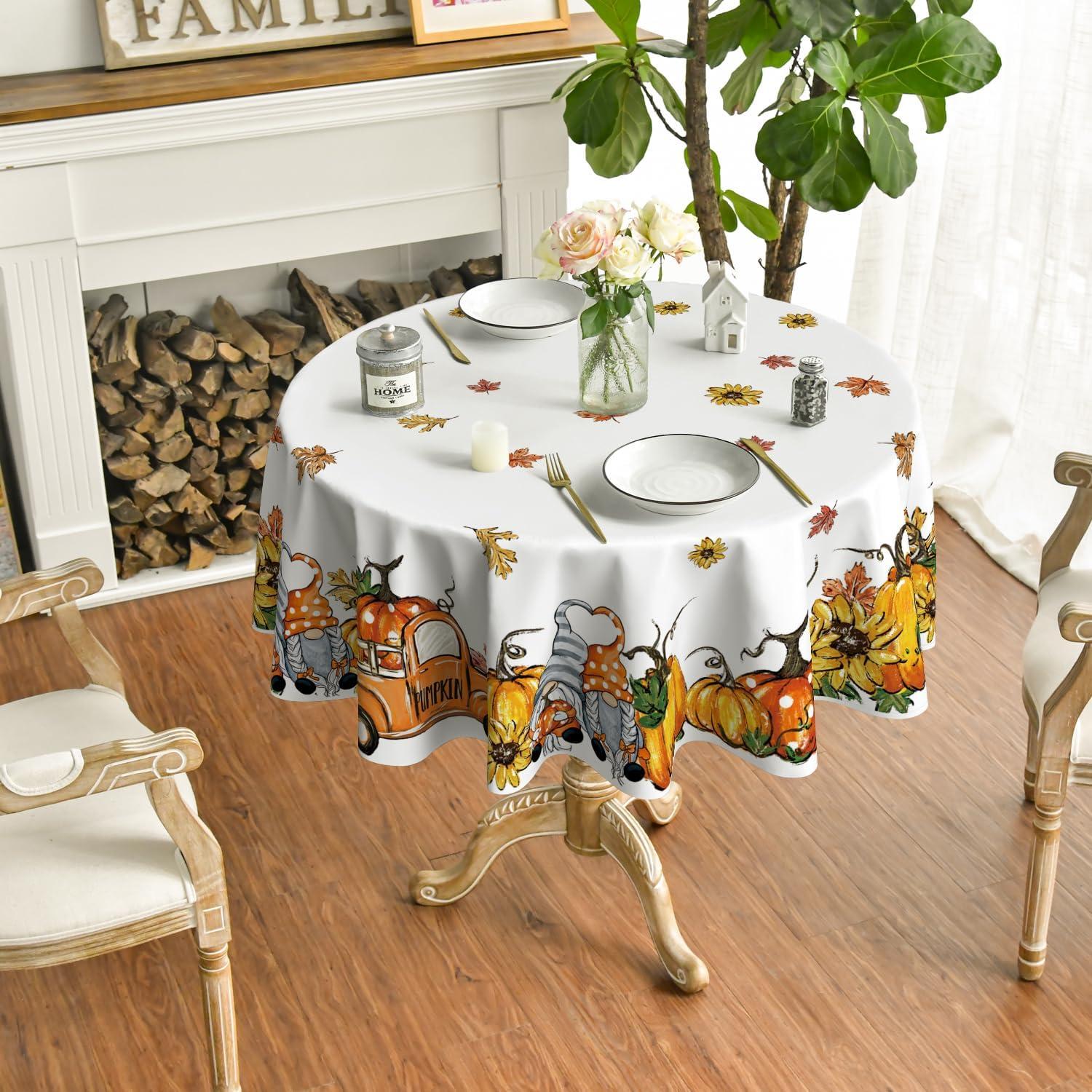 Artoid Herbst Tischdecke Rund 140 cm Gelb, Fleckschutz