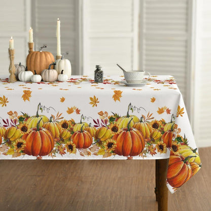 Herbst Tischdecke Ahornblätter Sonnenblumen 140x220cm Orange