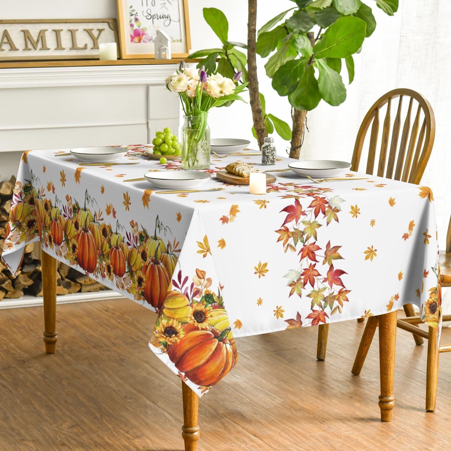 Artoid Mode Herbst Tischdecke 140x220 cm Orange Polyester leicht für 8-10 Personen