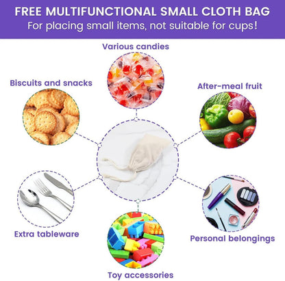 Bugucat Müslibecher to Go 650ml mit Stoffbezug und Löffel