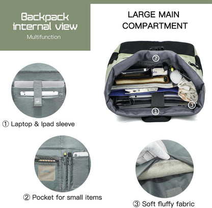 Rolltop Laptop Rucksack mit USB Ladeanschluss und Laptopfach 17 Zoll