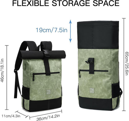 EverVanz Rolltop Laptop Rucksack USB Ladeanschluss 17 Zoll wasserdicht Blau