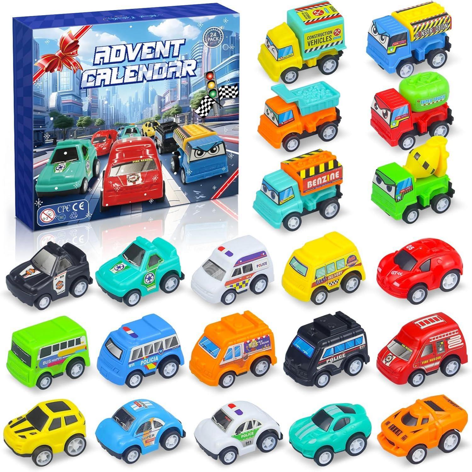 Adventskalender Kinder Jungs Autos 24 Tage Weihnachtsauto-Spielzeug