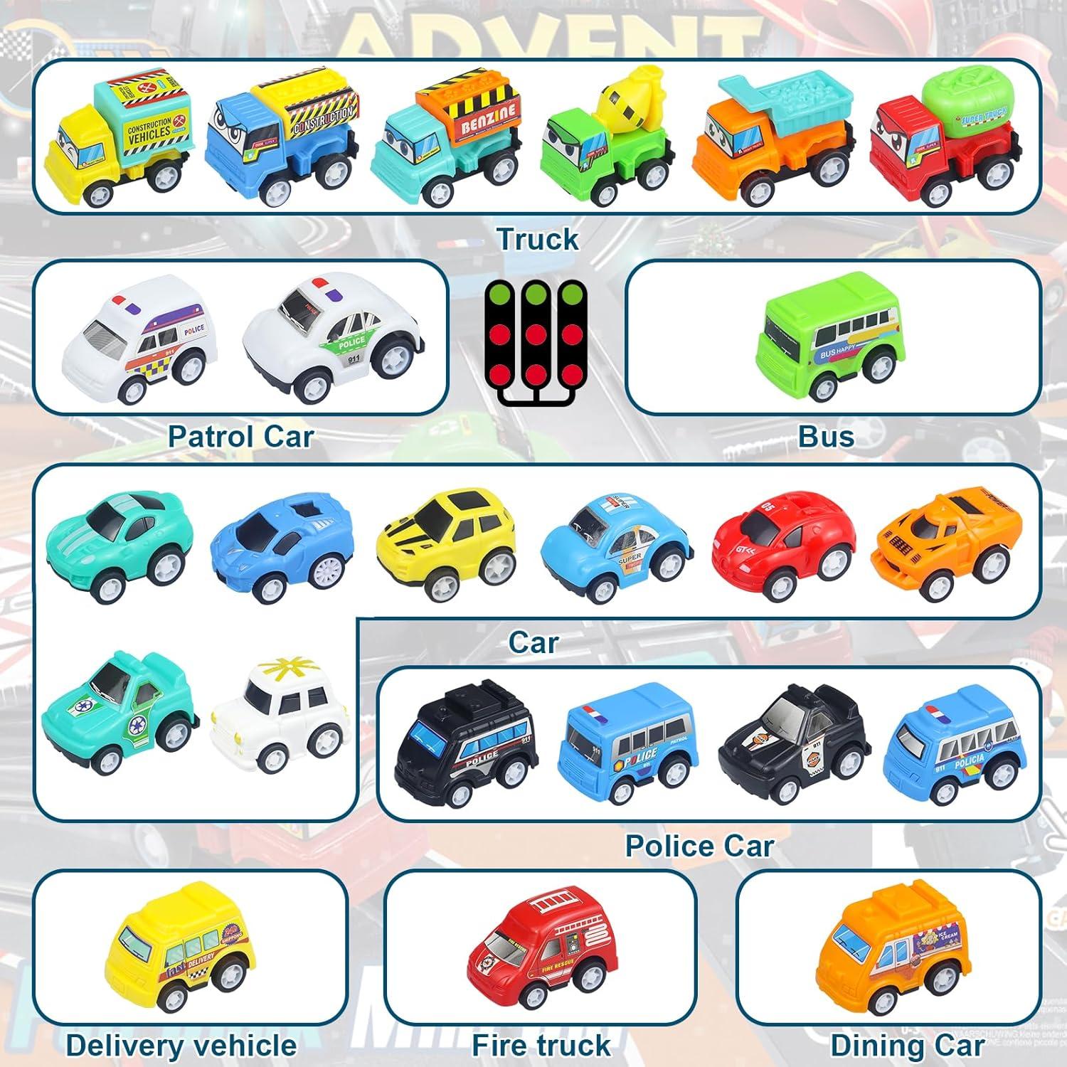 Adventskalender 2024 Kinder Jungs Autos Set