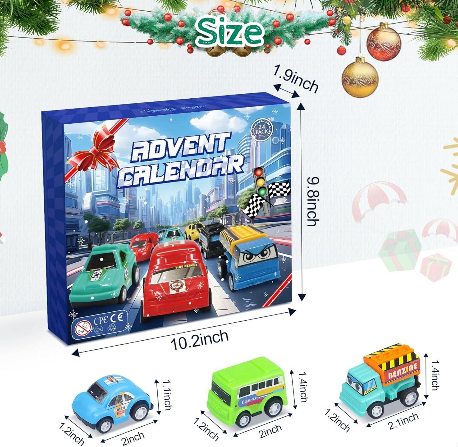 Adventskalender Kinder Jungs Autos 24 Tage Weihnachtsauto-Spielzeug